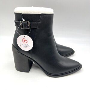 Blondo Womens Size 6 Raven‎ Black Leather Waterproof Heeled Boots Shoes